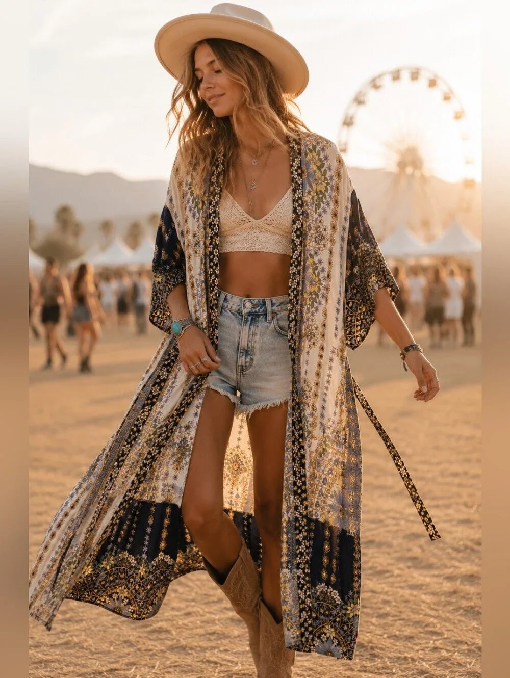 🌼✨ Lovestitch Boho Floral Kimono Duster Cardigan Cover Up O/S ✨🌼